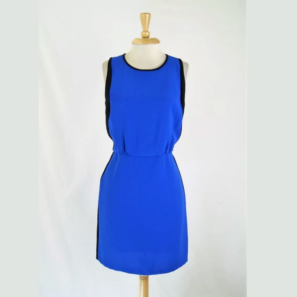 ❌SOLD❌LOFT Blue Black Colorblock Blouson Sheath Dress